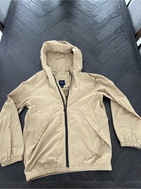 GAP Hooded Windbreaker Jacket in Light Beige with Black Zip